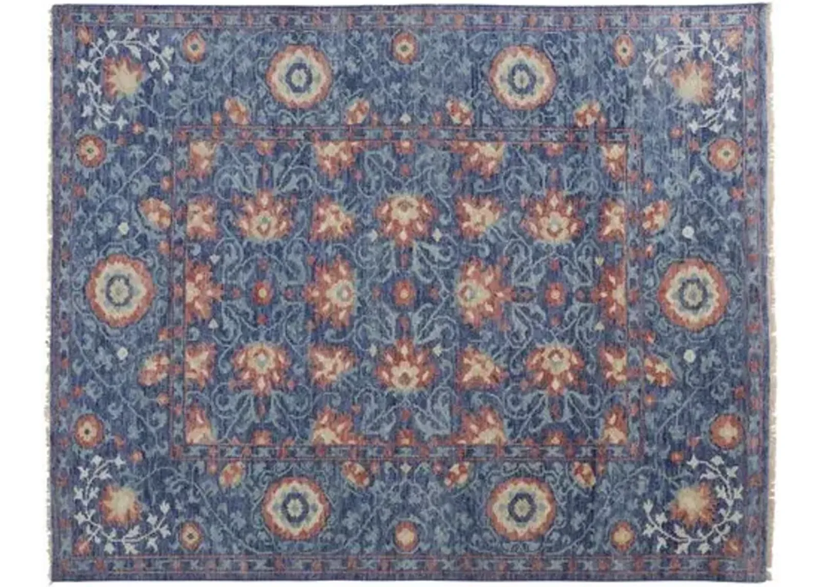 Jean Ornamental Hand-Knotted Rug - Blue - Blue