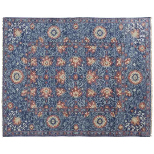 Jean Ornamental Hand-Knotted Rug - Blue - Blue