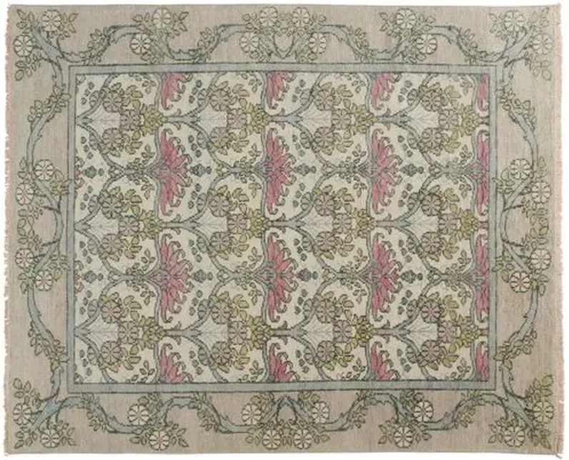 Jean Ornamental Hand-Knotted Rug - Gray - Gray