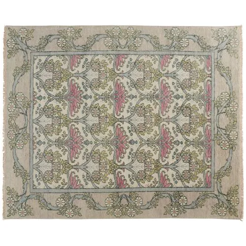 Jean Ornamental Hand-Knotted Rug - Gray - Gray