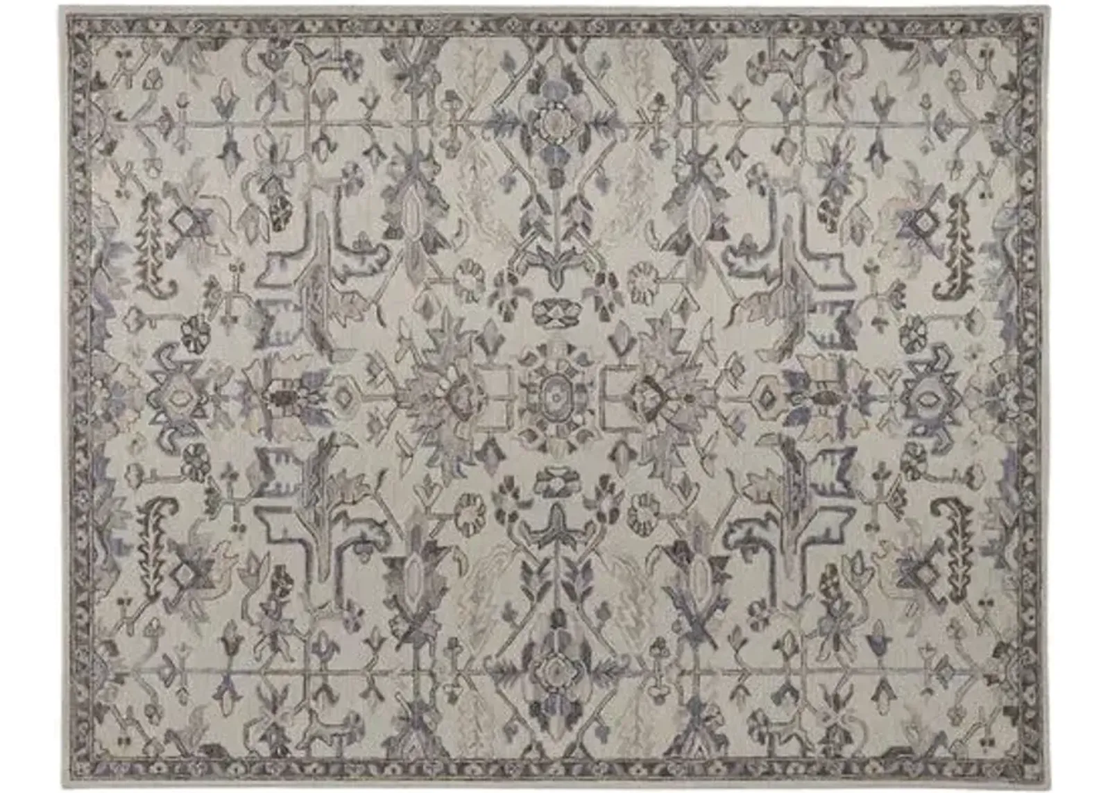 Farrah Ornamental Hand-Tufted Rug - Ivory/Gray - Gray