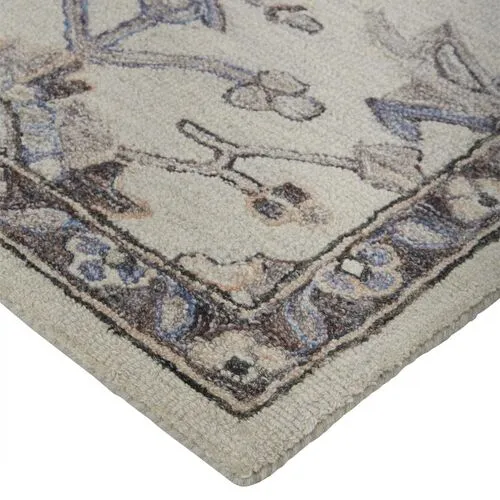 Farrah Ornamental Hand-Tufted Rug - Ivory/Gray - Gray