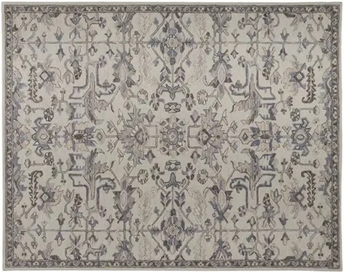 Farrah Ornamental Hand-Tufted Rug - Ivory/Gray - Gray