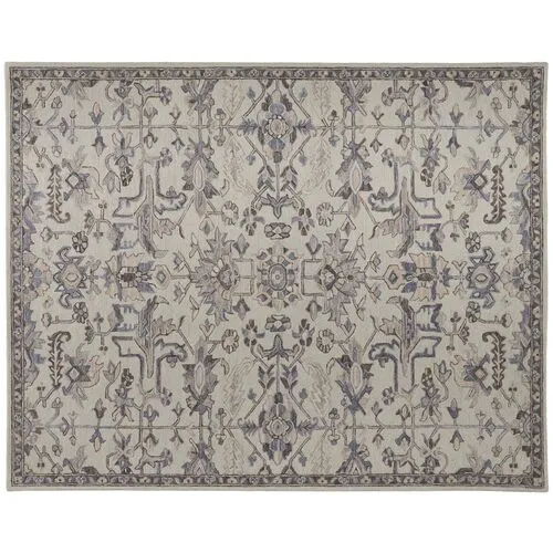 Farrah Ornamental Hand-Tufted Rug - Ivory/Gray - Gray