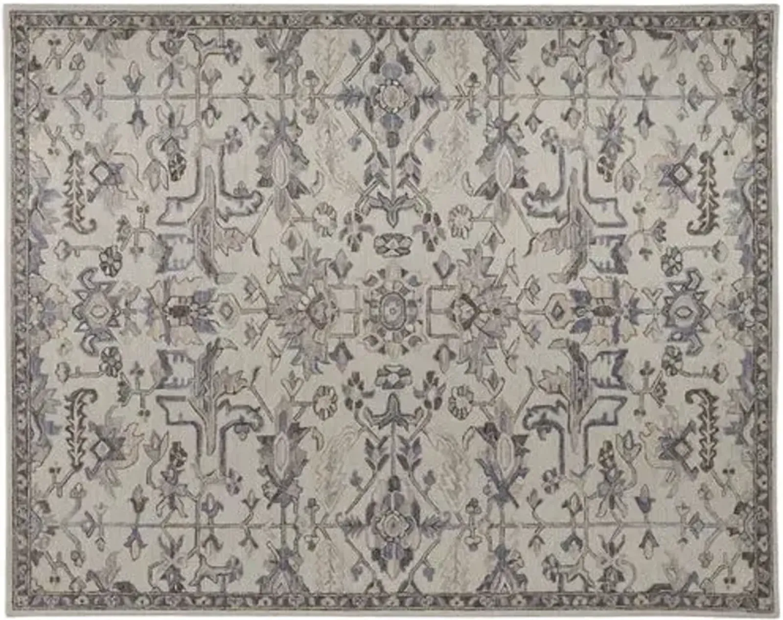 Farrah Ornamental Hand-Tufted Rug - Ivory/Gray - Gray