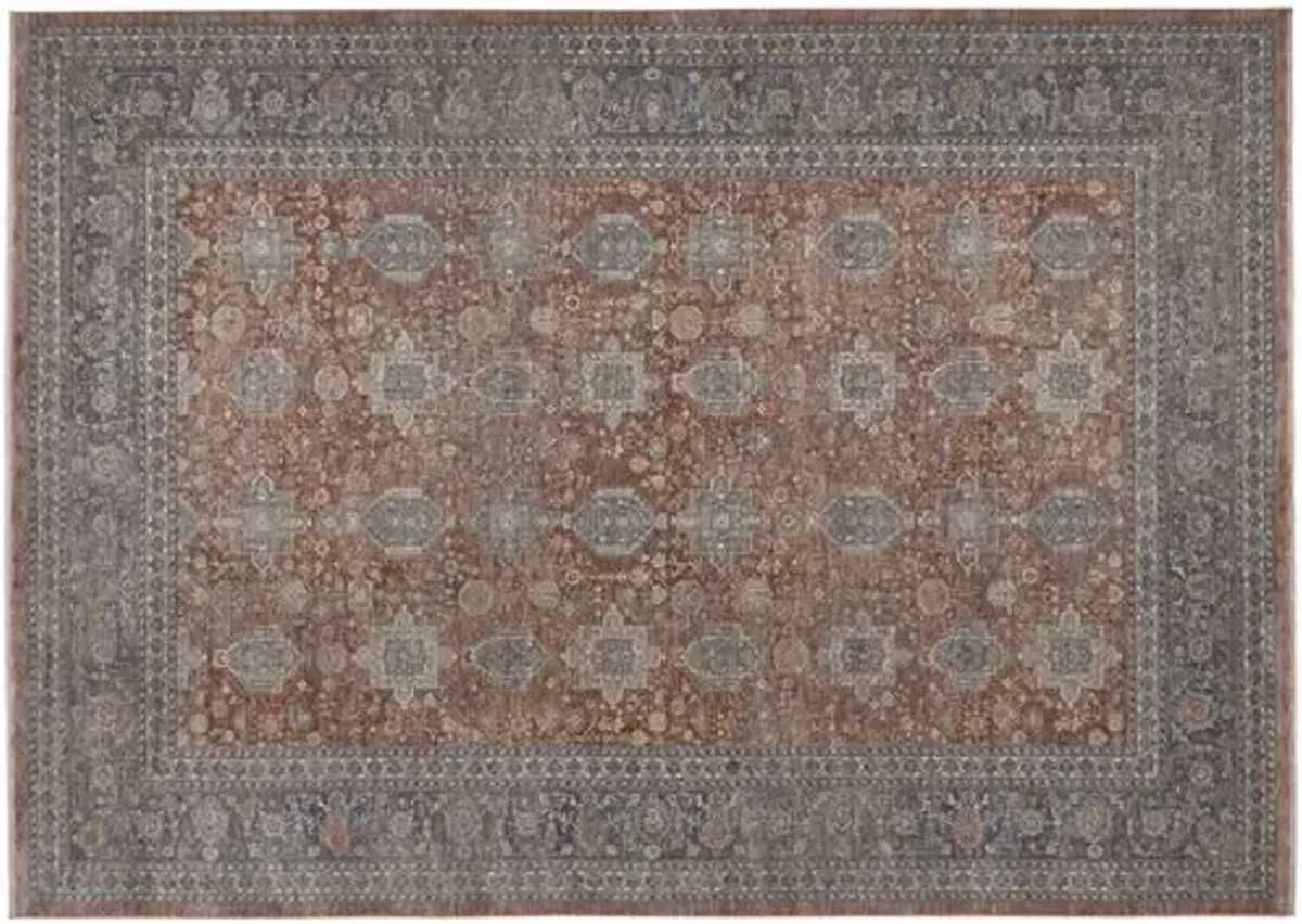 Dorothea Ornamental Rug - Rust/Blue - Red - Red