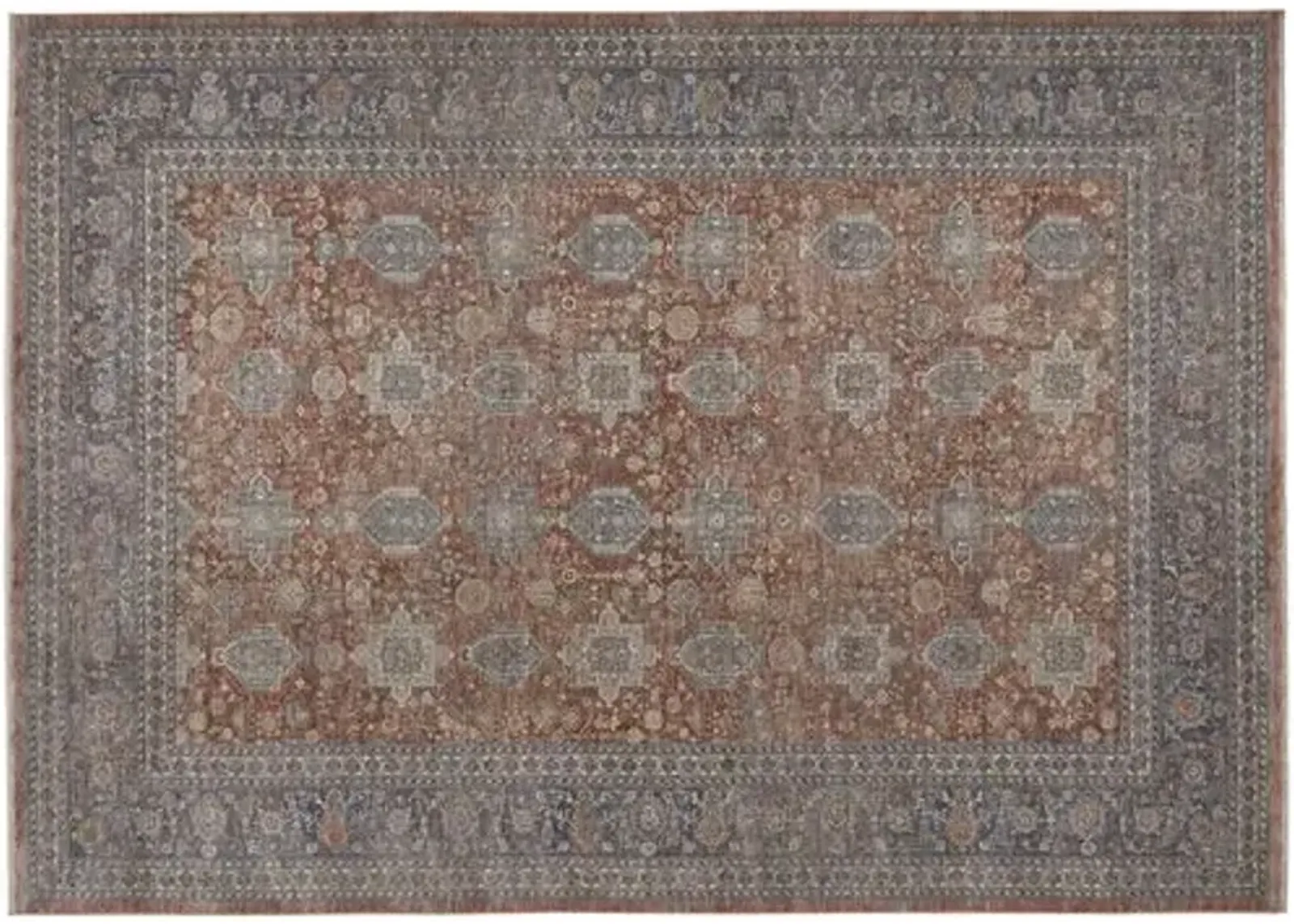 Dorothea Ornamental Rug - Rust/Blue - Red - Red