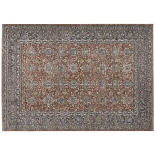 Dorothea Ornamental Rug - Rust/Blue - Red - Red