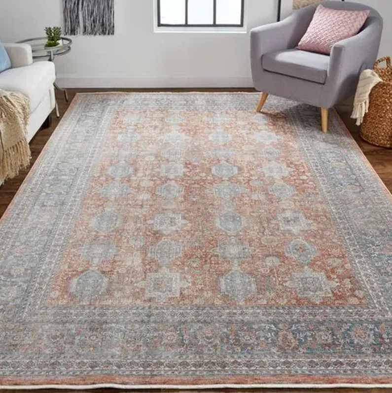 Dorothea Ornamental Rug - Rust/Blue - Red - Red