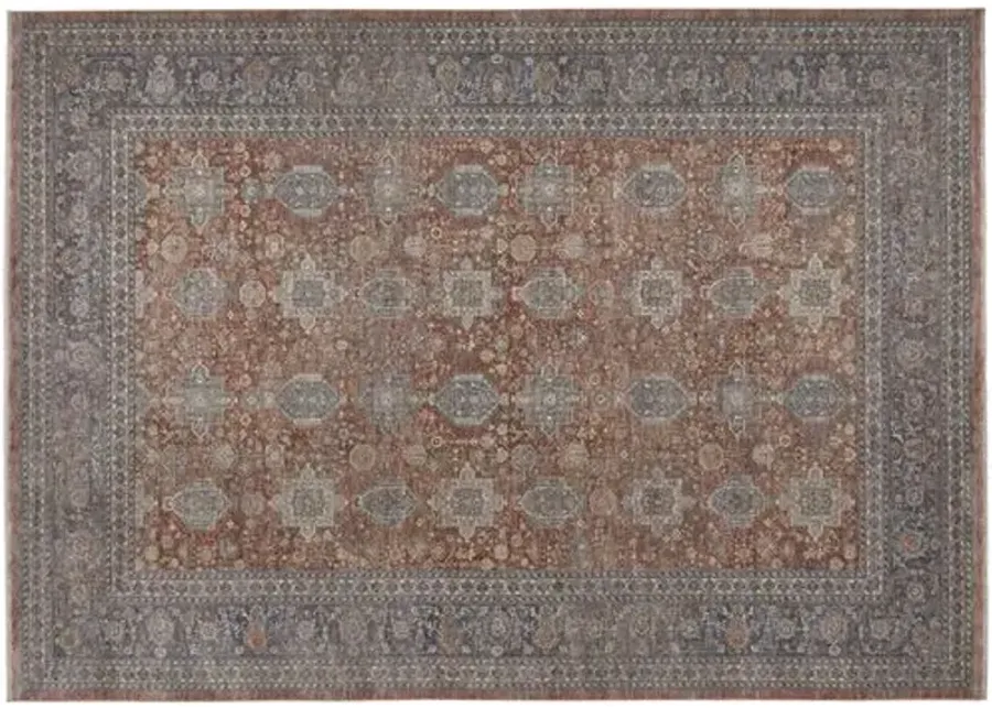 Dorothea Ornamental Rug - Rust/Blue - Red - Red