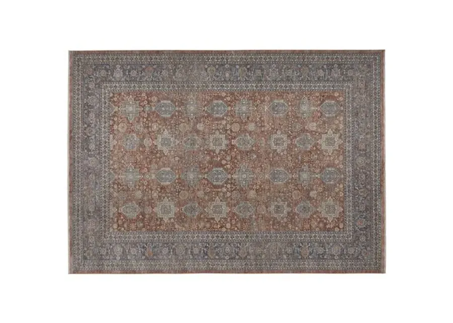 Dorothea Ornamental Rug - Rust/Blue - Red - Red