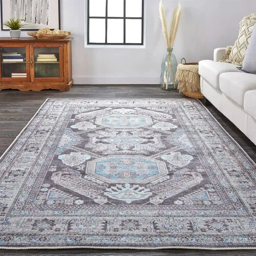 Parker Medallion Rug - Grey - Gray - Gray