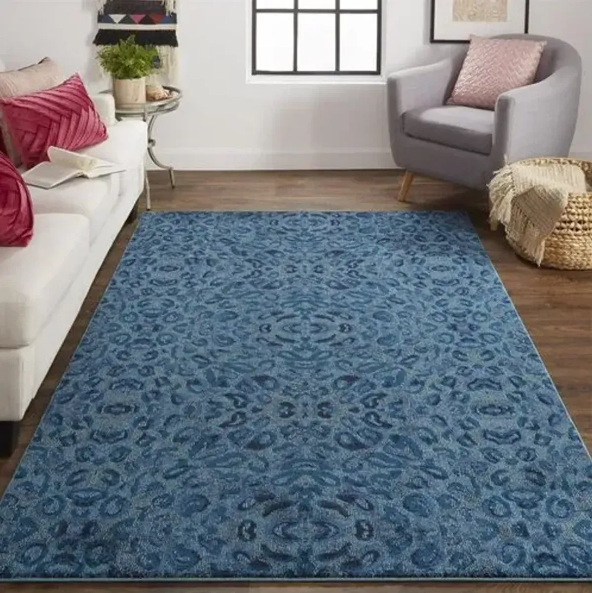 Mara Print Rug - Dark Blue - Blue