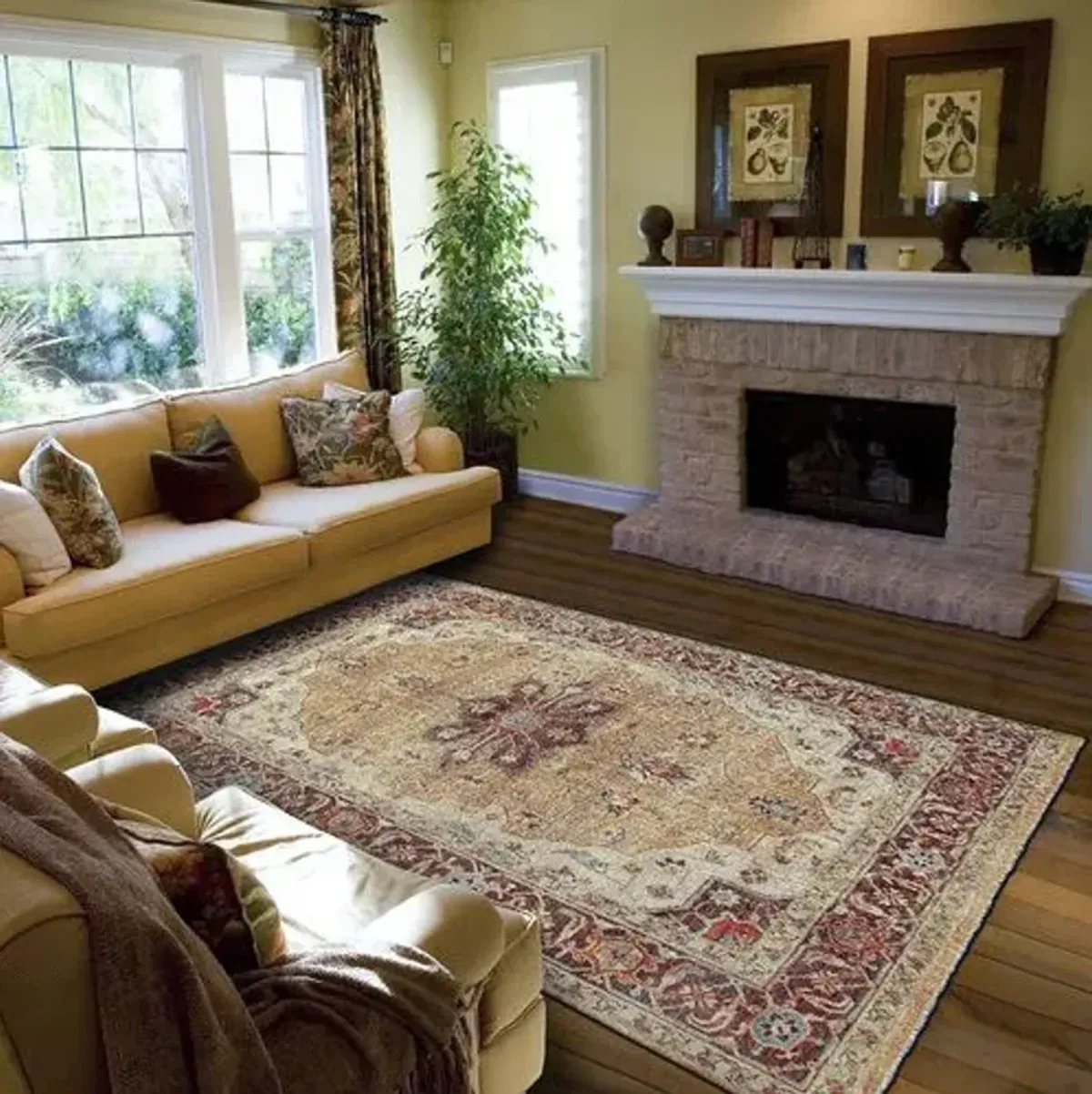 Elaine Traditional Hand-Knotted Rug - Gold/Brown - Gold