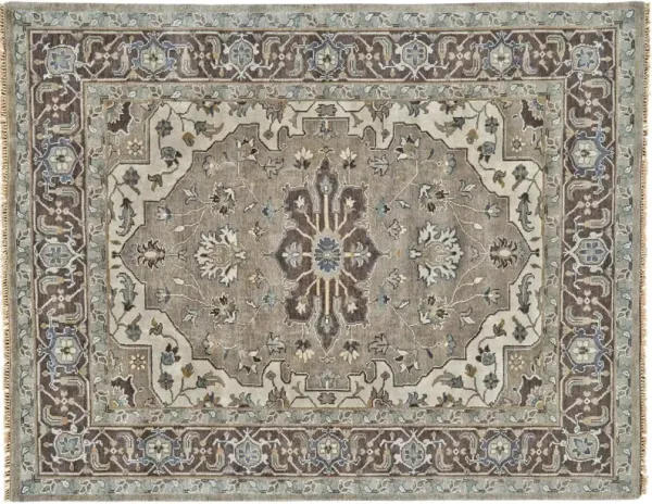 Elaine Traditional Hand-Knotted Rug, Ivory/Walnut