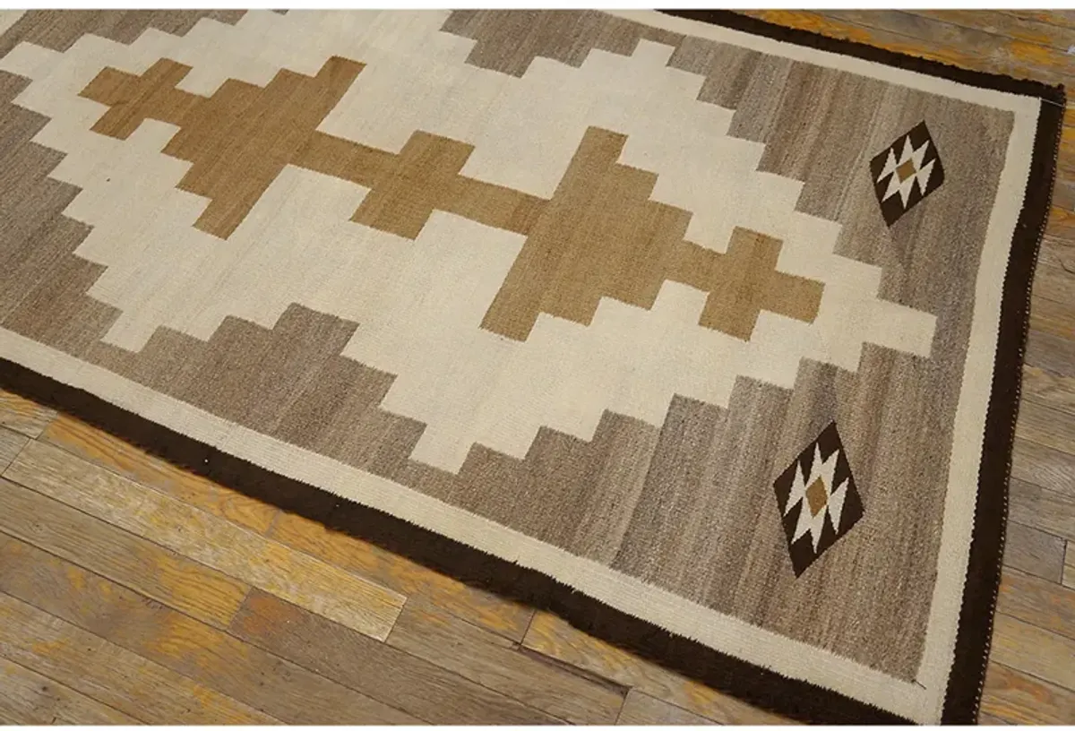 American Navajo Rug 3'6" x 5'8" - Brown - Brown