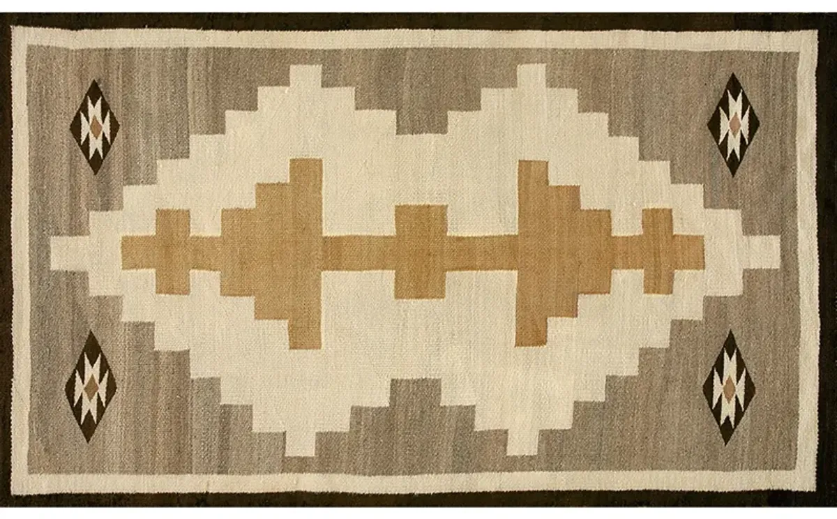 American Navajo Rug 3'6" x 5'8" - Brown - Brown