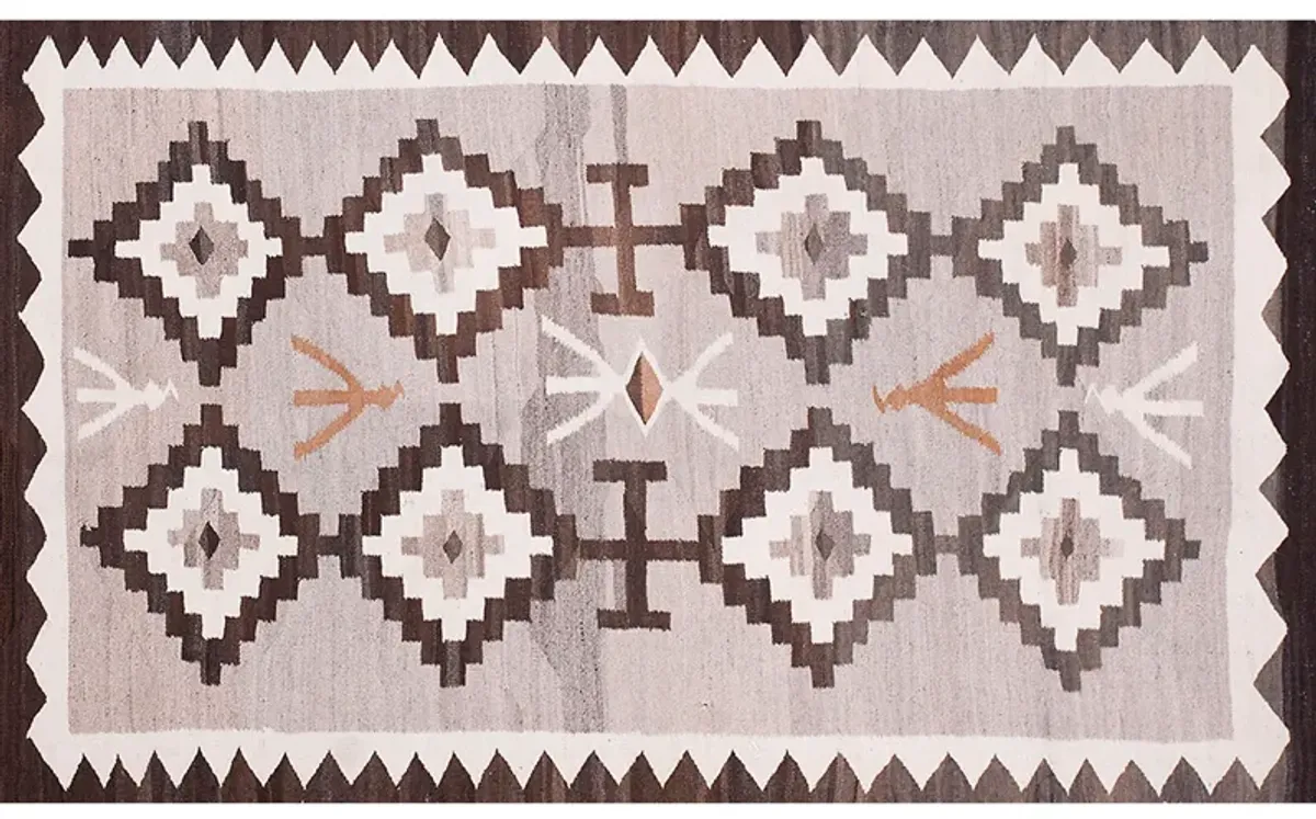 Navajo Rug - 4'2" x 6'9" - Gray - Gray