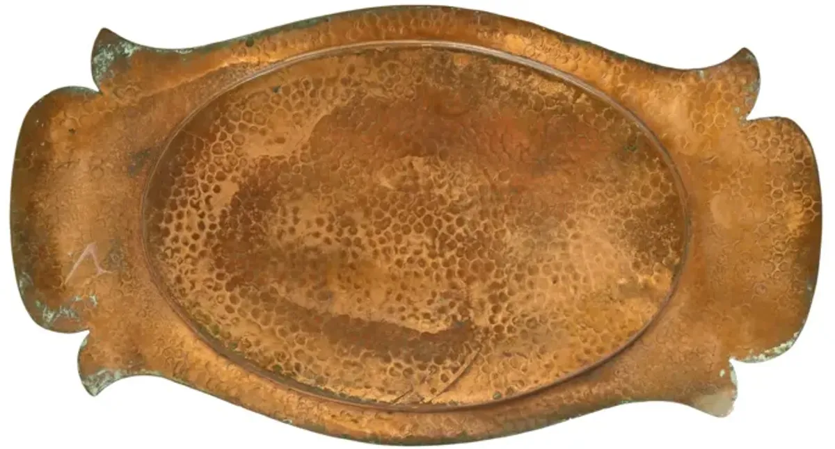 Arts &Crafts Hand-Hammered Copper Tray - New England Mercantile - Brown