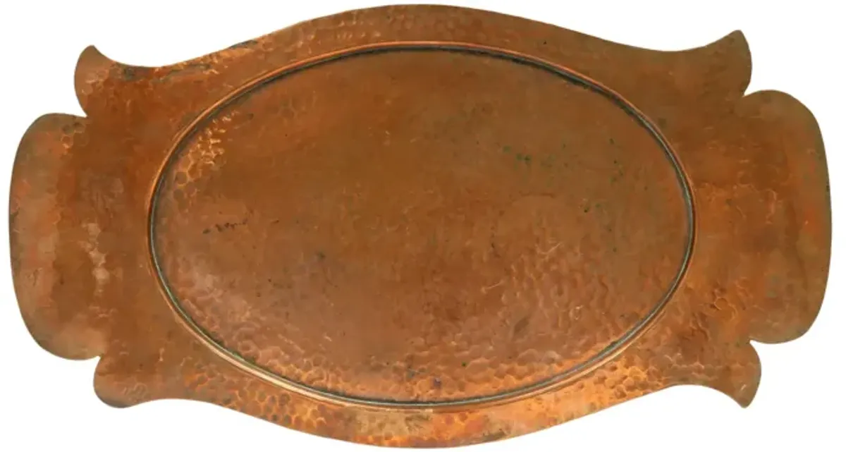 Arts &Crafts Hand-Hammered Copper Tray - New England Mercantile - Brown