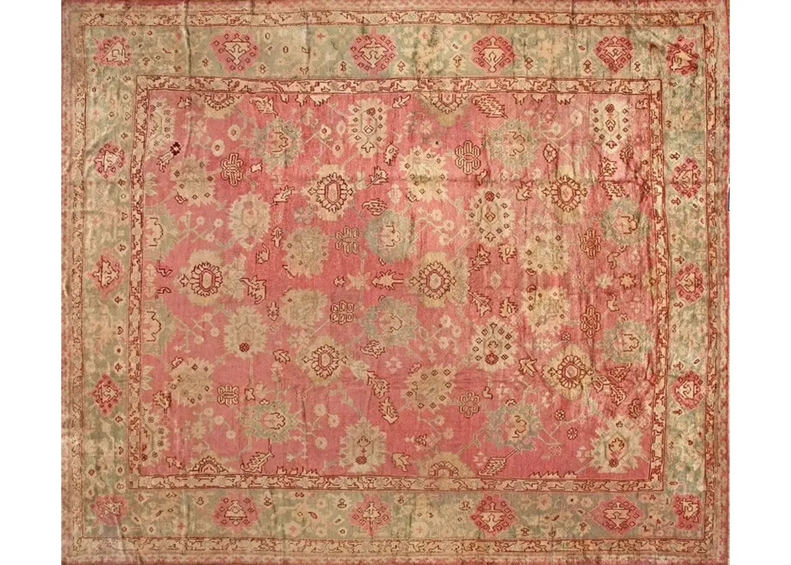 20th Century Turkish Oushak 16'8" x 13'1 - pink