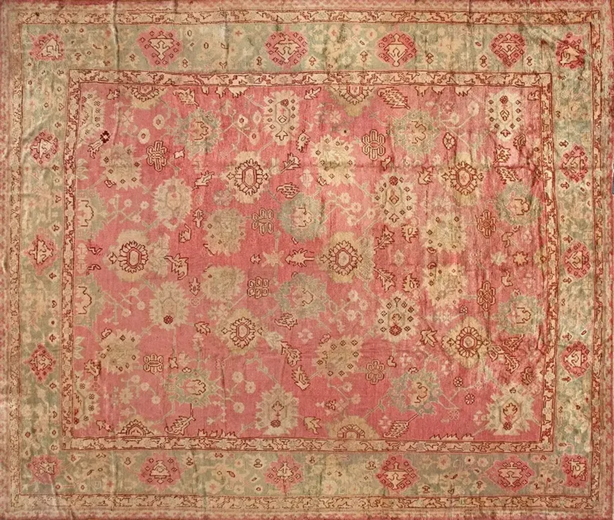 20th Century Turkish Oushak 16'8" x 13'1 - pink