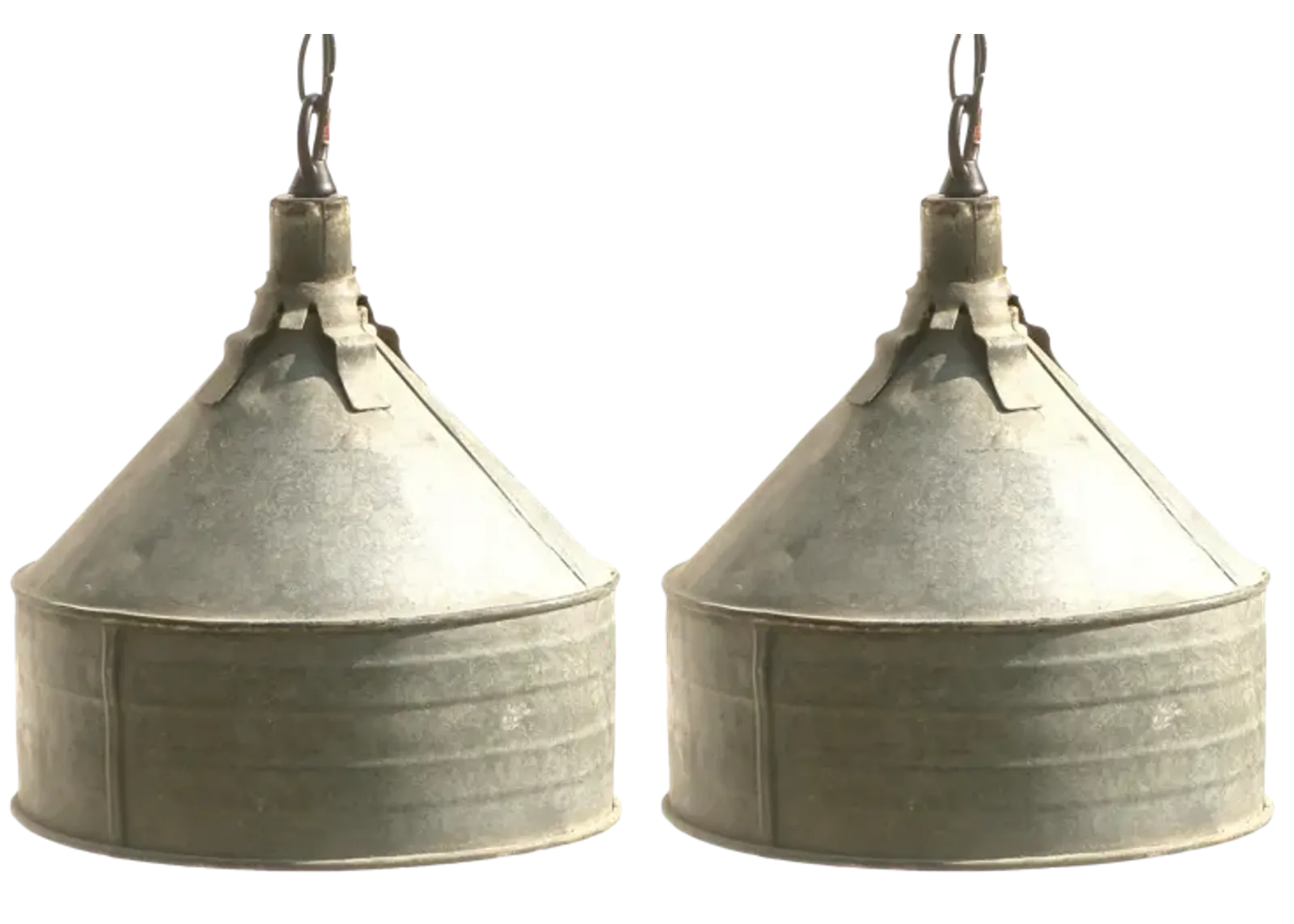 Farmhouse Chic Funnel Pendant Lights Set of 2 - Chez Vous - Silver