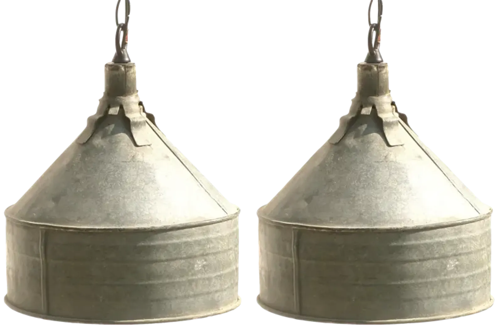 Farmhouse Chic Funnel Pendant Lights Set of 2 - Chez Vous - Silver