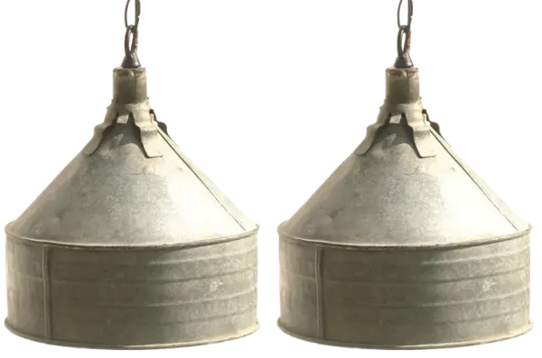 Farmhouse Chic Funnel Pendant Lights Set of 2 - Chez Vous - Silver