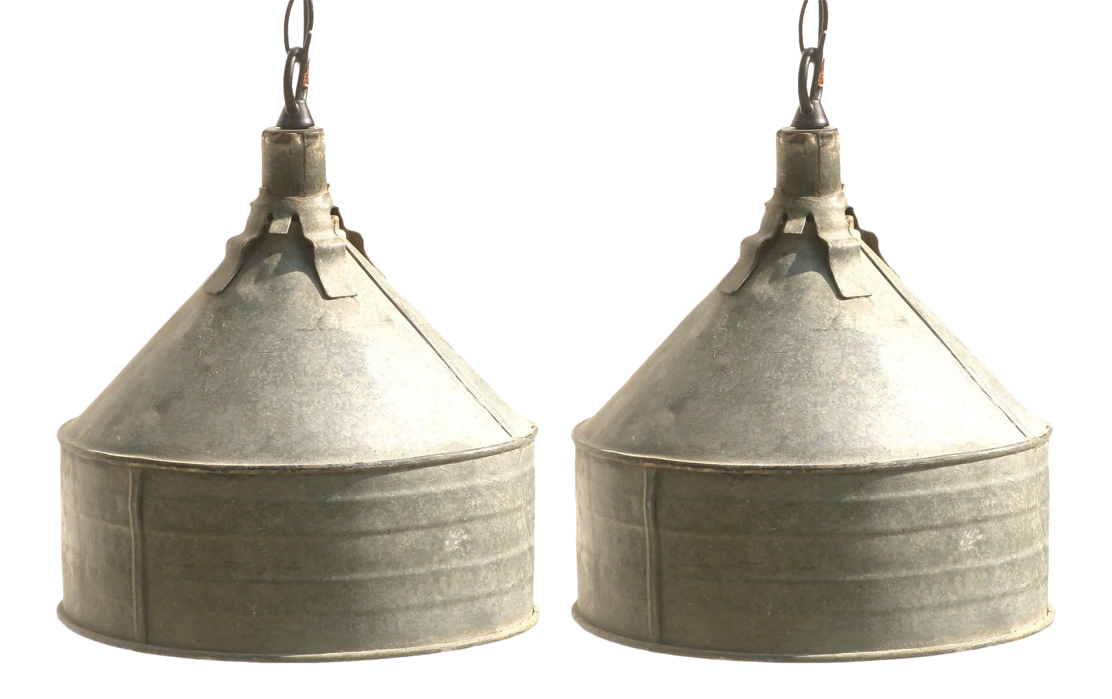 Farmhouse Chic Funnel Pendant Lights Set of 2 - Chez Vous - Silver