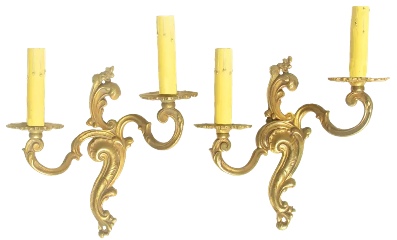 French Louis XV Style Gilt Sconces - Set of 2 - Chez Vous - Gold