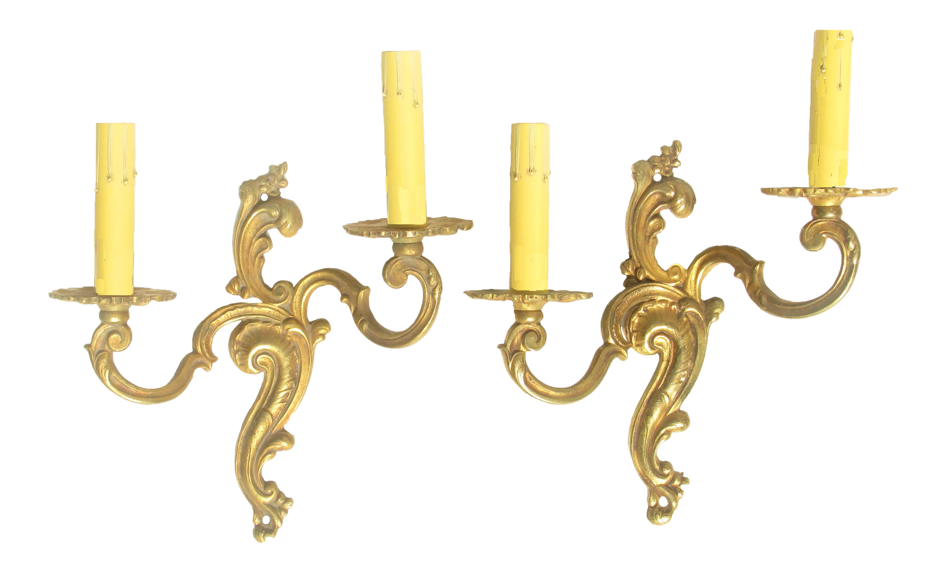 French Louis XV Style Gilt Sconces - Set of 2 - Chez Vous - Gold