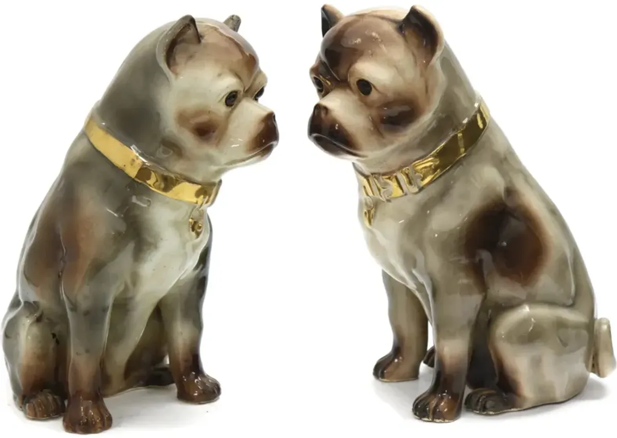 19th-C. Life Sized Staffordshire Pugs - The Queens Landing - Gray