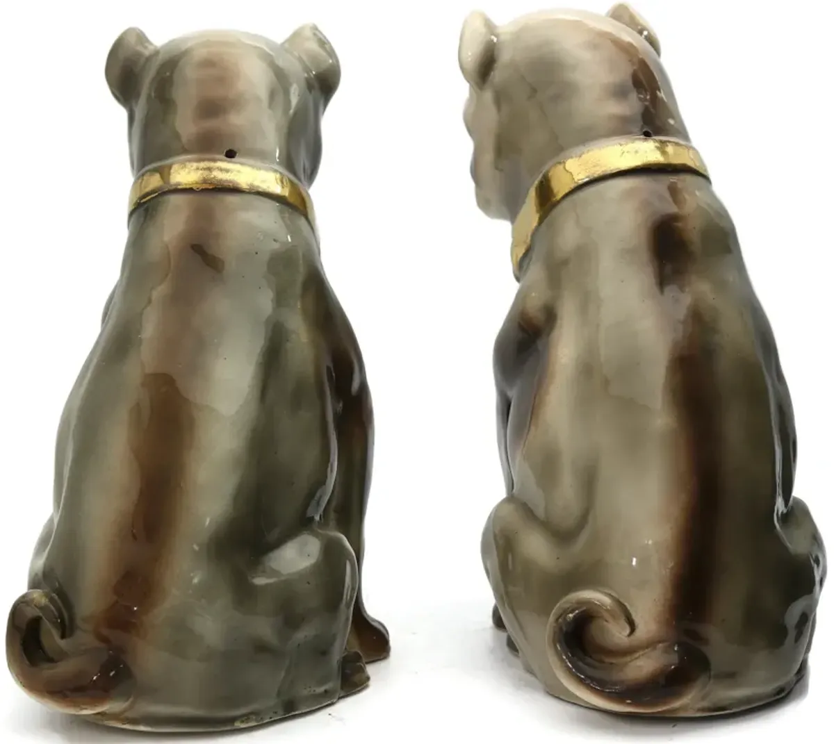 19th-C. Life Sized Staffordshire Pugs - The Queens Landing - Gray