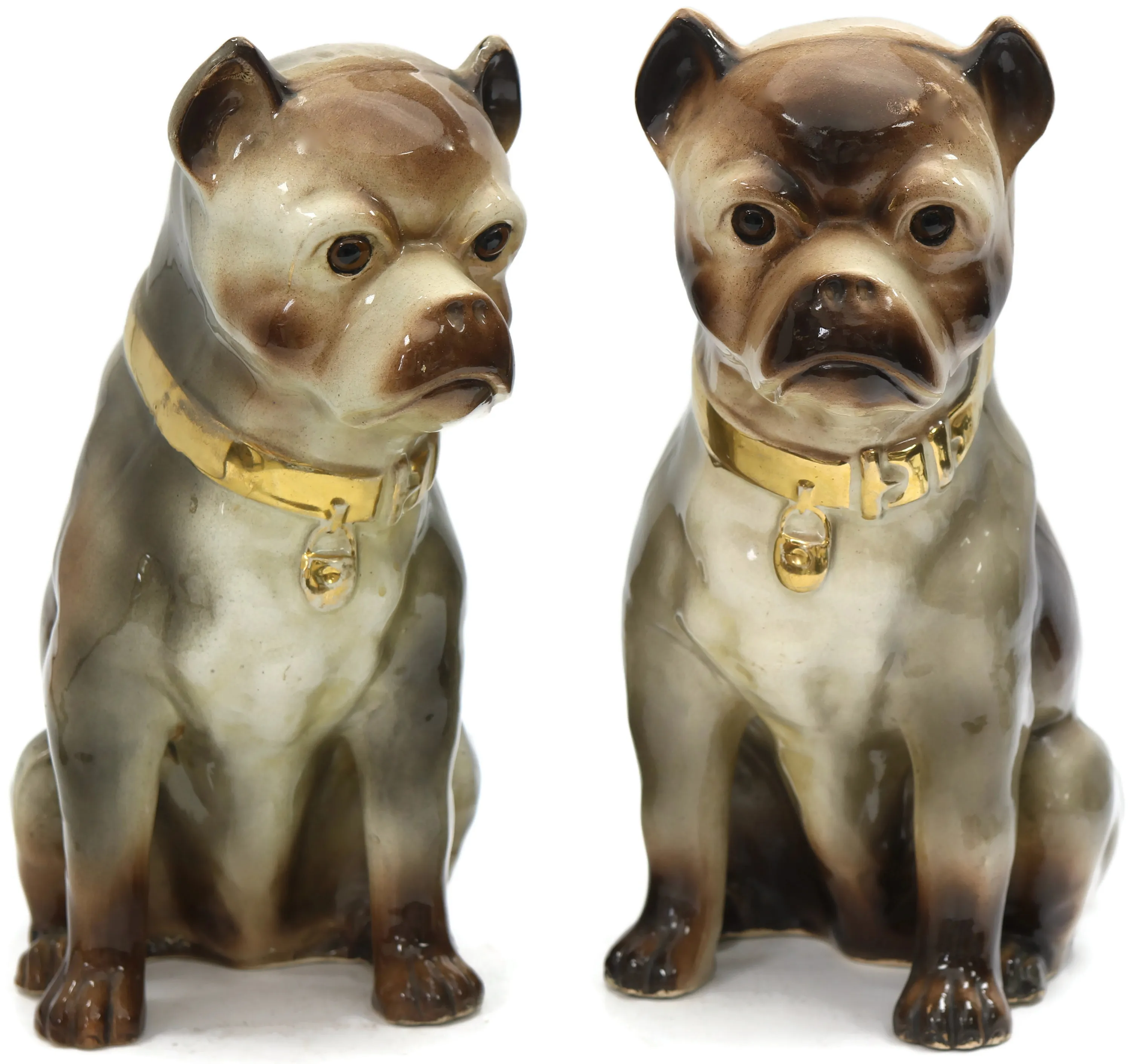 19th-C. Life Sized Staffordshire Pugs - The Queens Landing - Gray