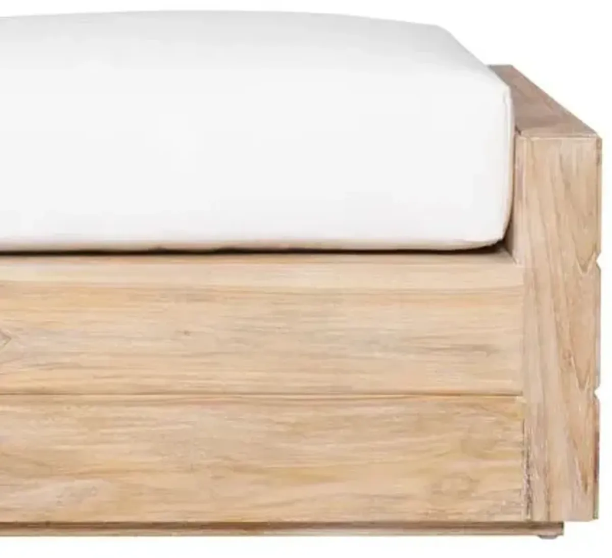 Element Teak Outdoor Ottoman - Natural - Lauren Liess - White