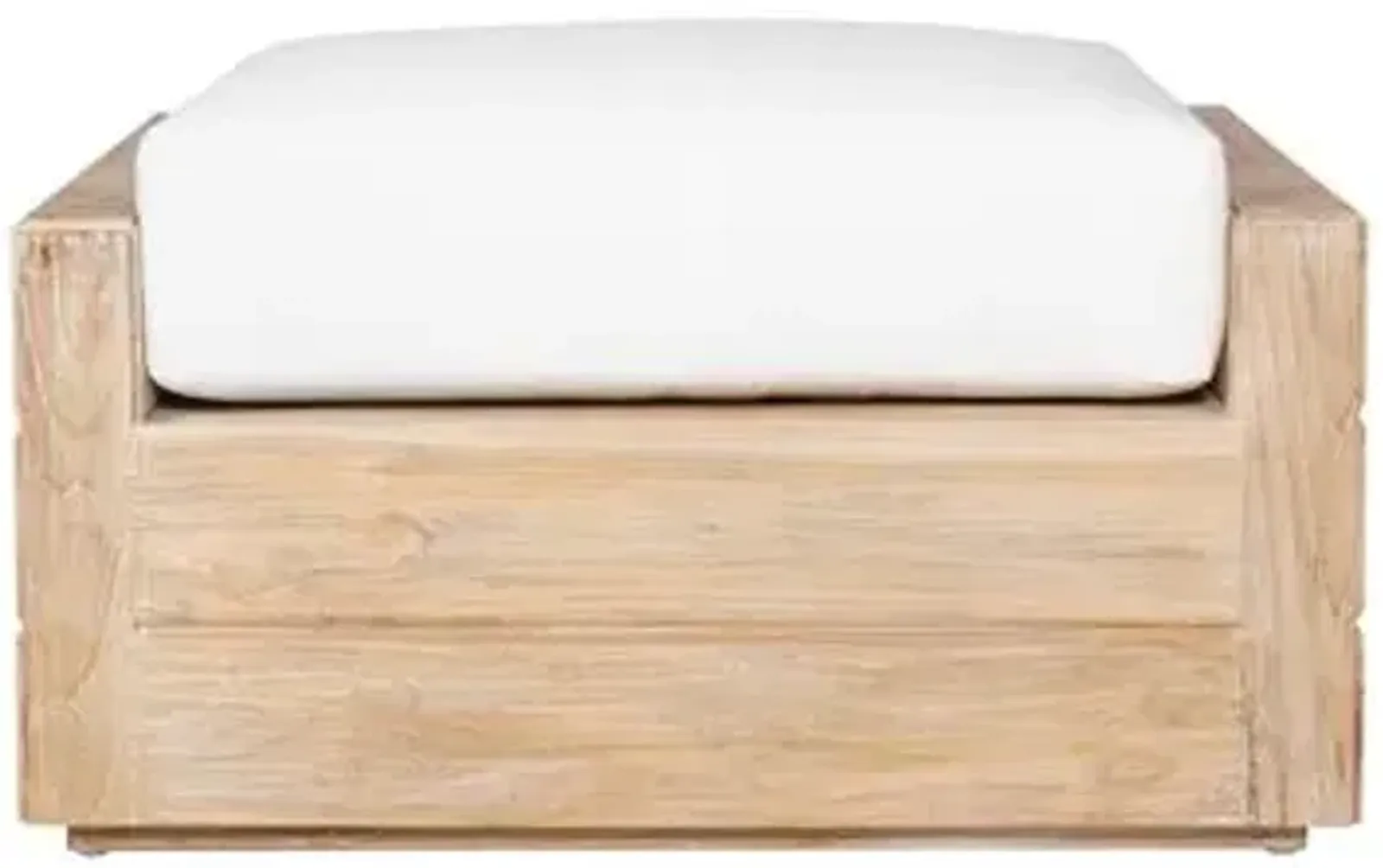 Element Teak Outdoor Ottoman - Natural - Lauren Liess - White