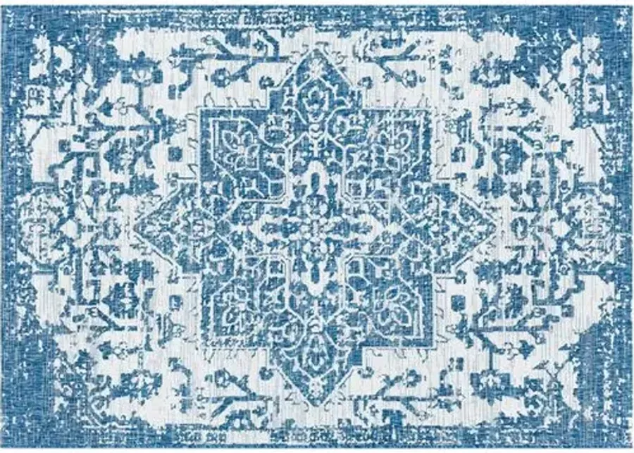 Persephone Diamond Outdoor Rug - Denim - Blue - Blue