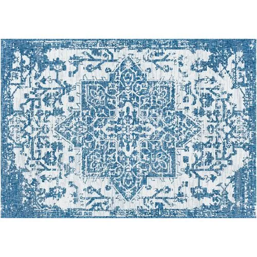 Persephone Diamond Outdoor Rug - Denim - Blue - Blue