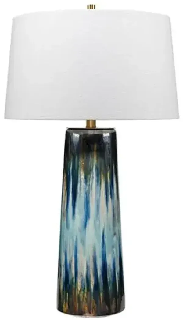 Brushstroke Table Lamp, Aqua/Navy - Jamie Young Co.