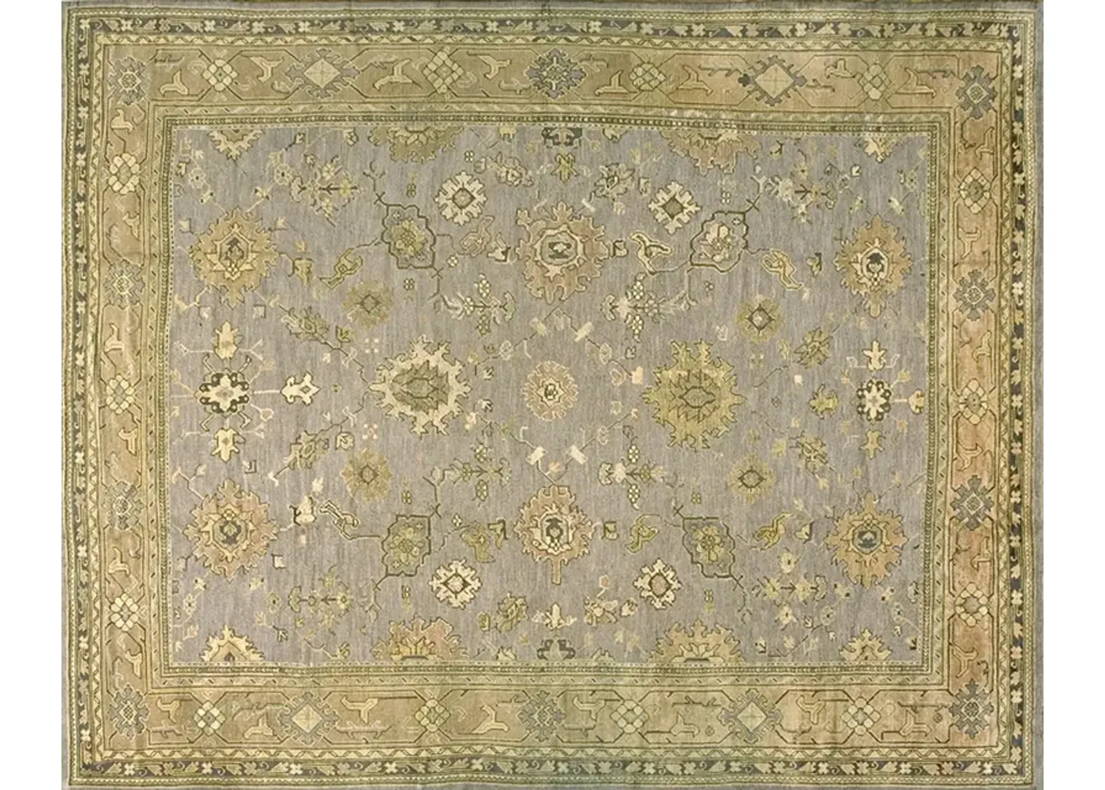 Turkish Oushak Rug 13'9" x 11'0" - Blue - Blue