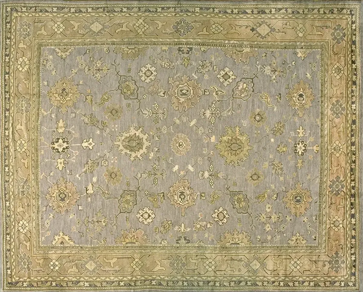 Turkish Oushak Rug 13'9" x 11'0" - Blue - Blue