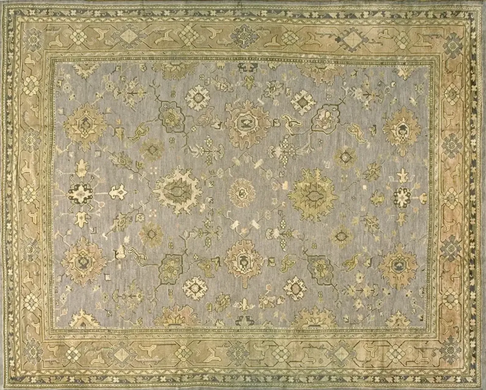 Turkish Oushak Rug 13'9" x 11'0" - Blue - Blue