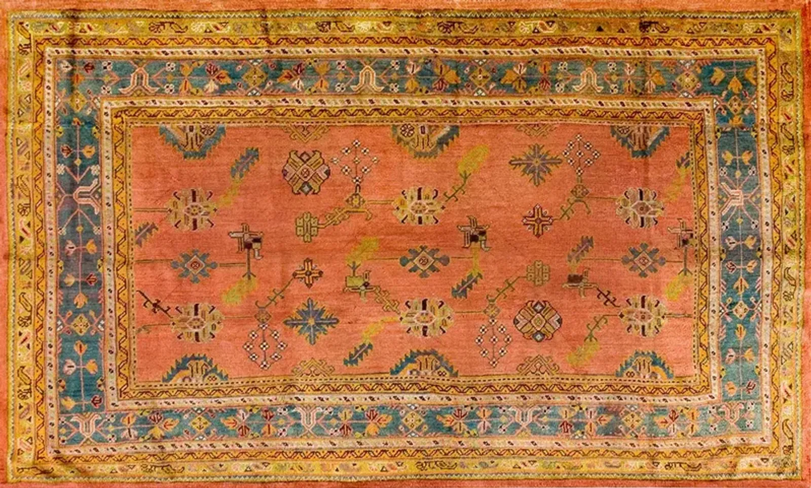 Turkish Oushak Rug 13'5" x 8'5" - Orange - Orange