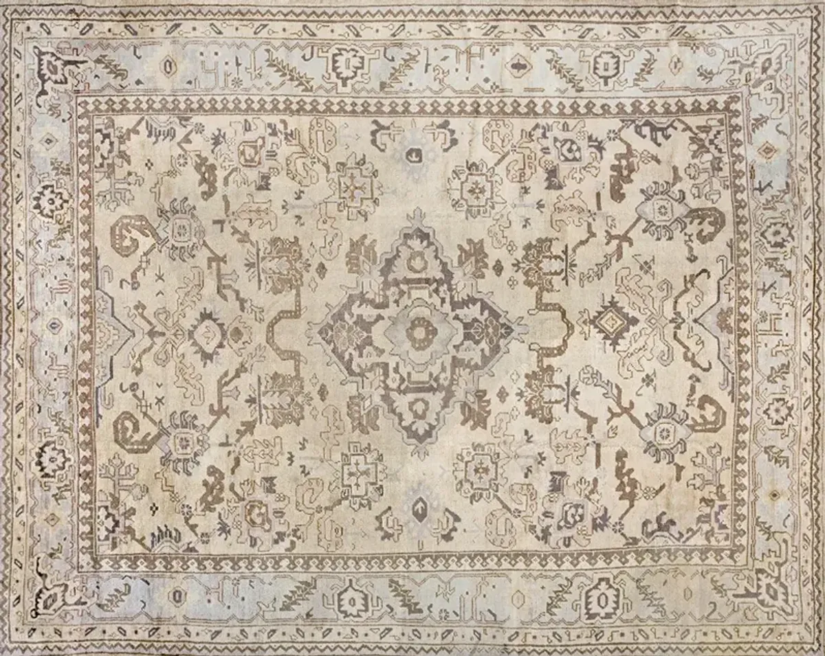 Turkish Oushak Rug 11'10" x 9'3" - White - White