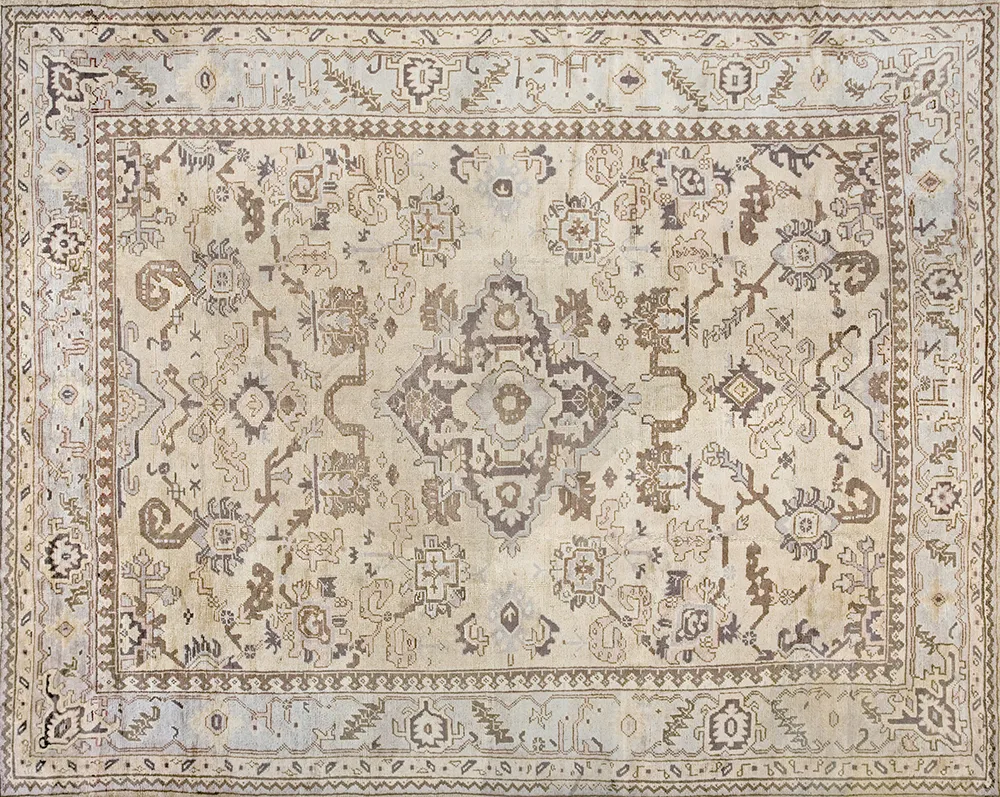 Turkish Oushak Rug 11'10" x 9'3" - White - White