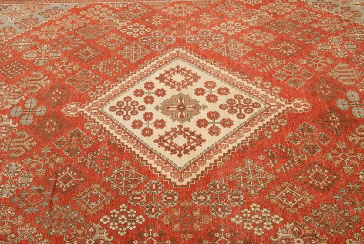 Antique Persian Joshegan Wool Rug - Apadana - Red - Red