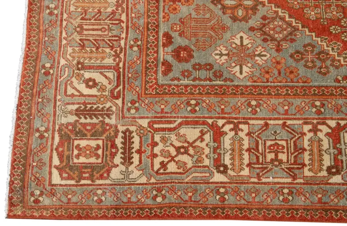 Antique Persian Joshegan Wool Rug - Apadana - Red - Red