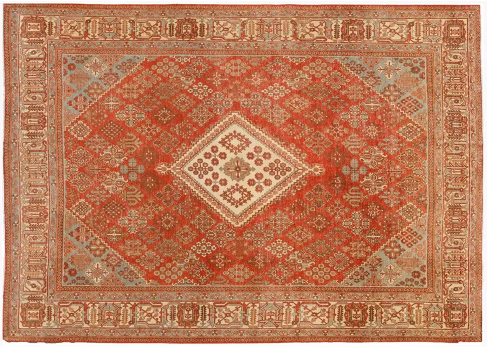 Antique Persian Joshegan Wool Rug - Apadana - Red - Red