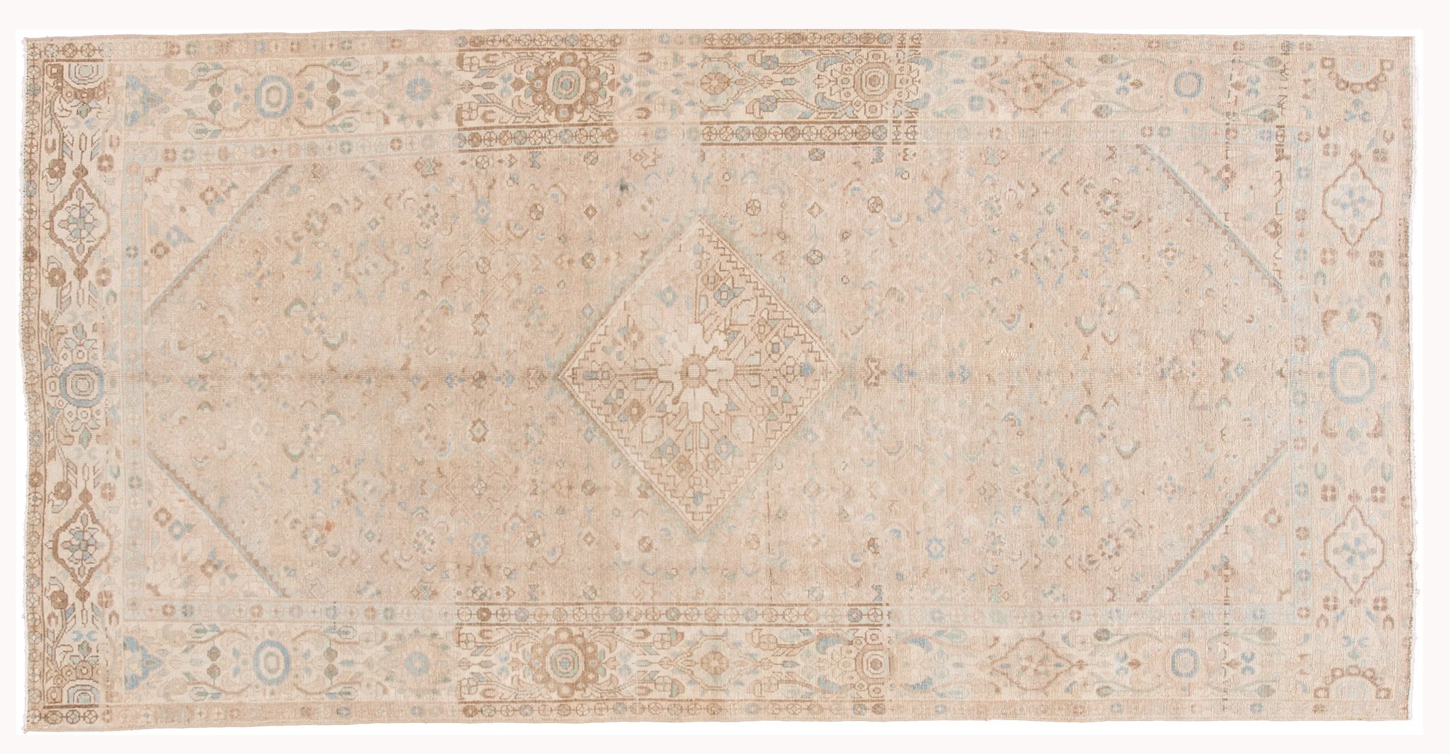 Antique Persian Mahal Rug - 5'1" x 10'6" - Apadana - Beige - Beige